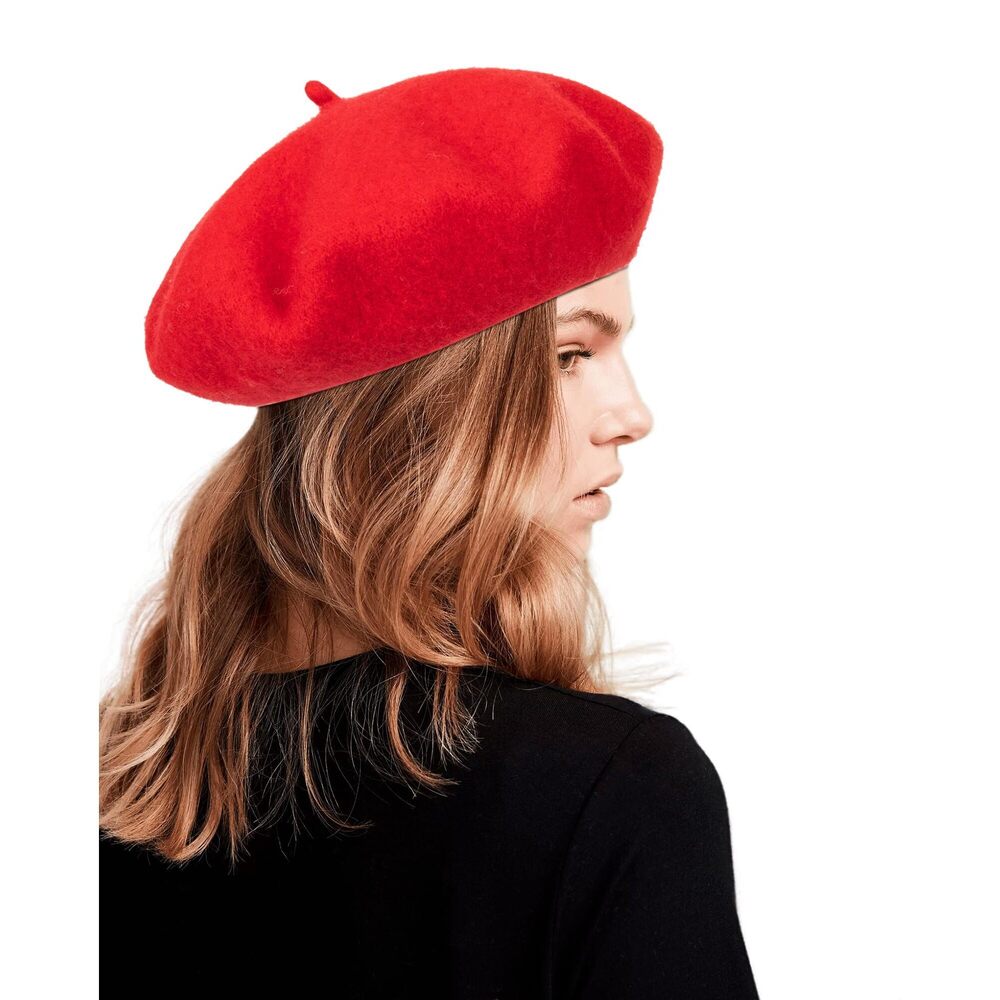 1534 Women Wool Beret Hat, Classic French Style Artist Hat, Solid Color Chic